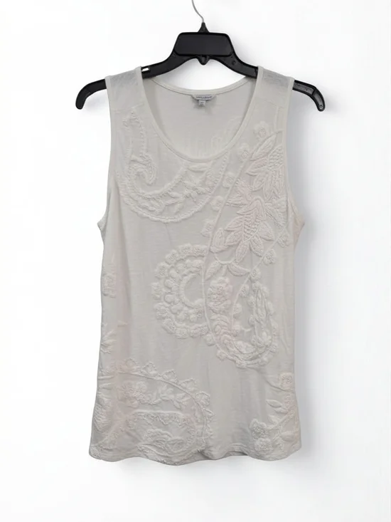 Lucky Brand White Embroidered Scoop Neck Tank - Picture 1 of 4